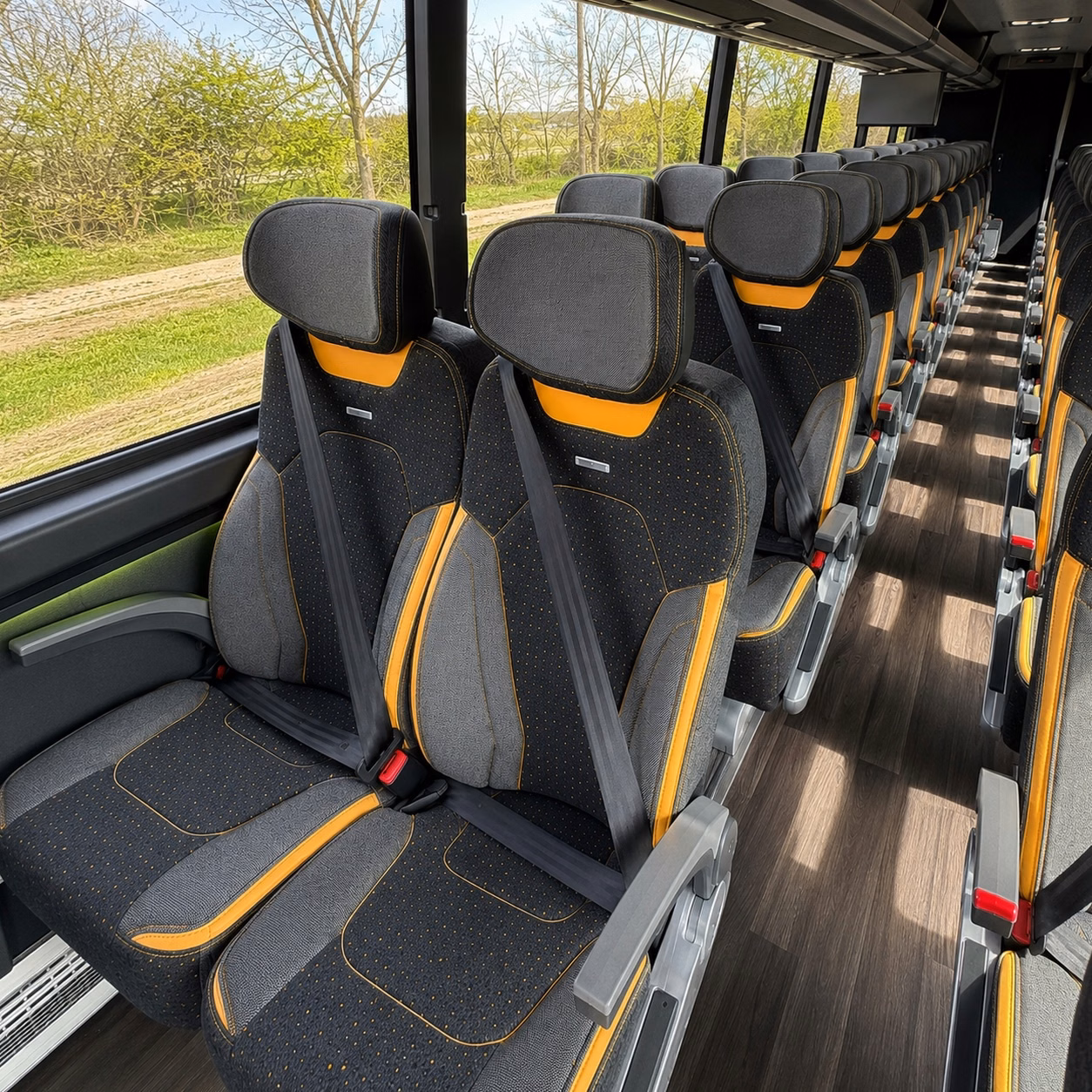 56 passenger charter bus inside